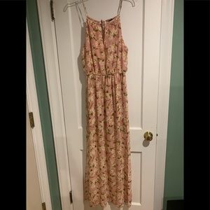 Pink flower maxi dress